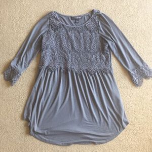 Grey Lace Baby Doll Top